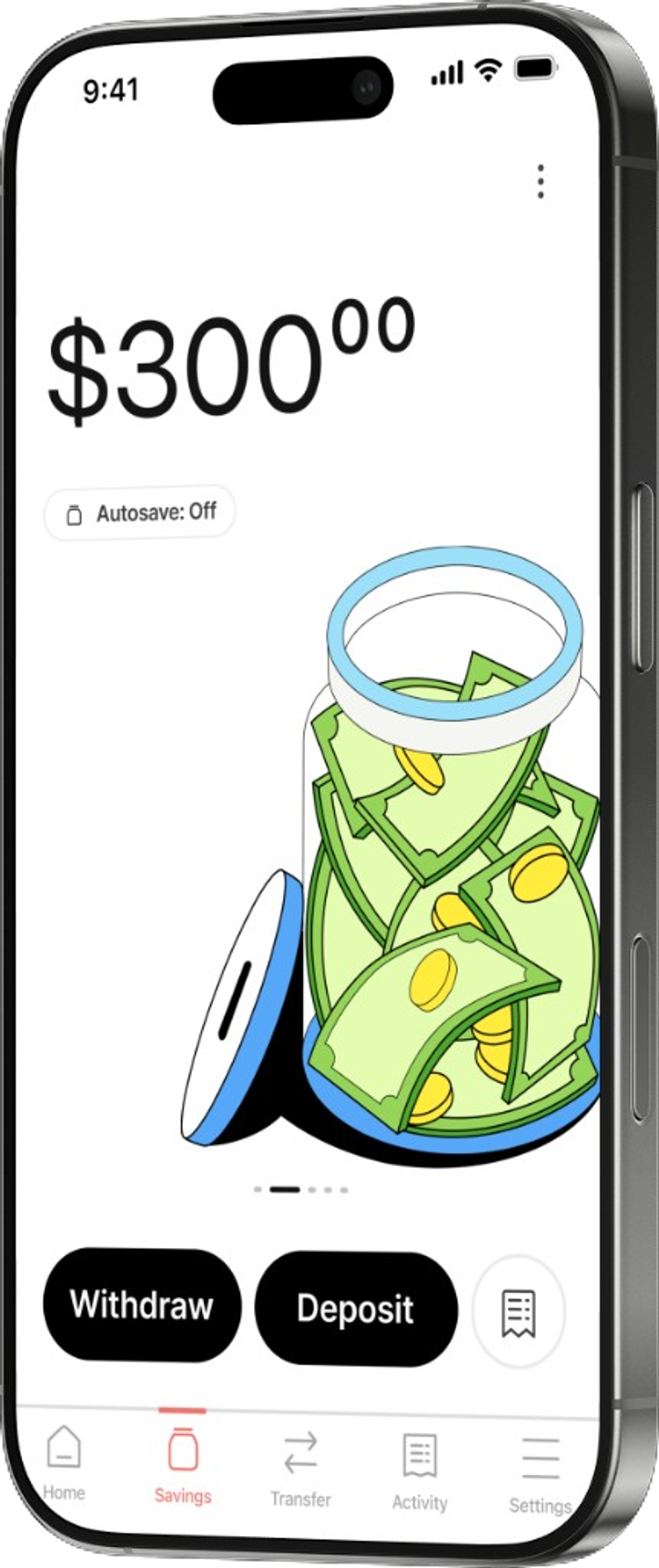 EarnIn Tip Yourself savings screen showing balance and tip jar