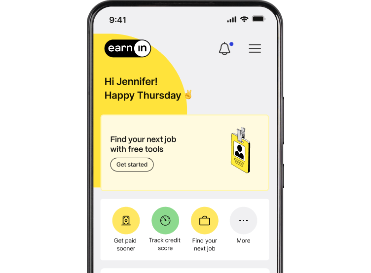 EarnIn app home screen