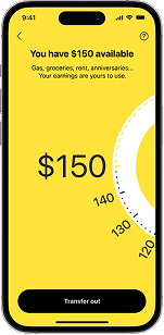Phone with EarnIn app cashout wheel
