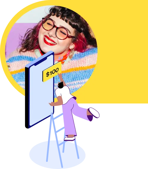 A lady with eyeglasses and flowing hair