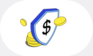 Shield with coins illustration