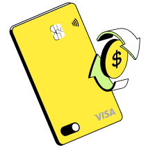 EarnIn Card with coins illustration