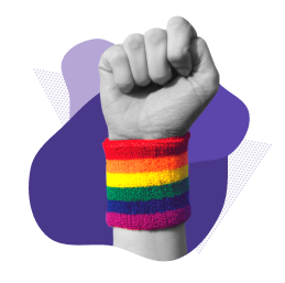 hand fist with gay pride armband